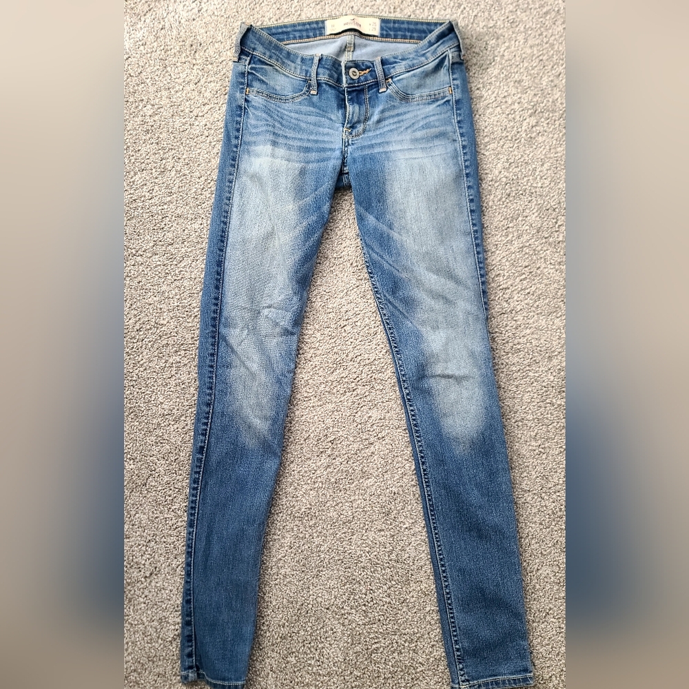 Hollister Blue Skinny Low Rise Jeans with Gradient Effect
